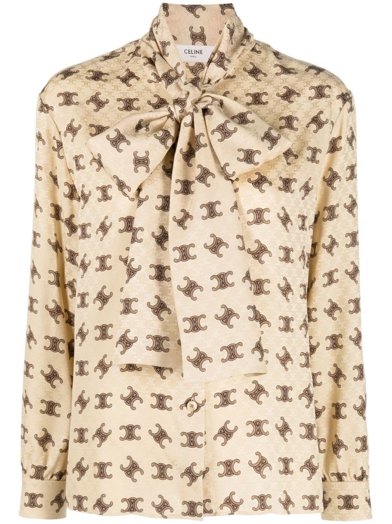 Neutral Monogram Silk Blouse