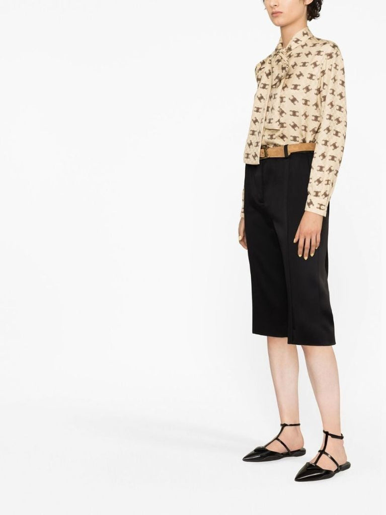 Neutral Monogram Silk Blouse