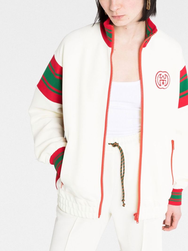 White Zip-up Track Jacket