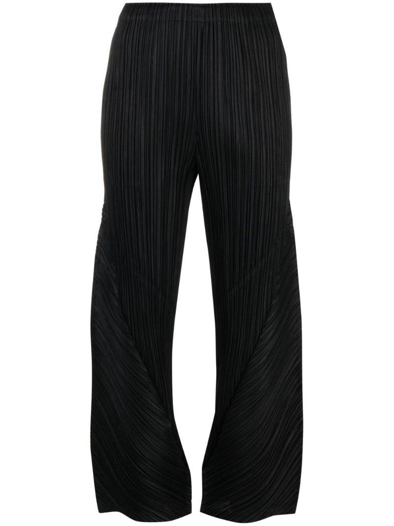 Black Cropped Pleated Trousers