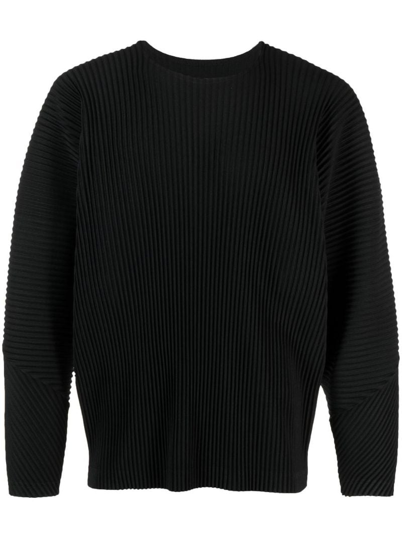 Black Pleated Long Sleeved Top