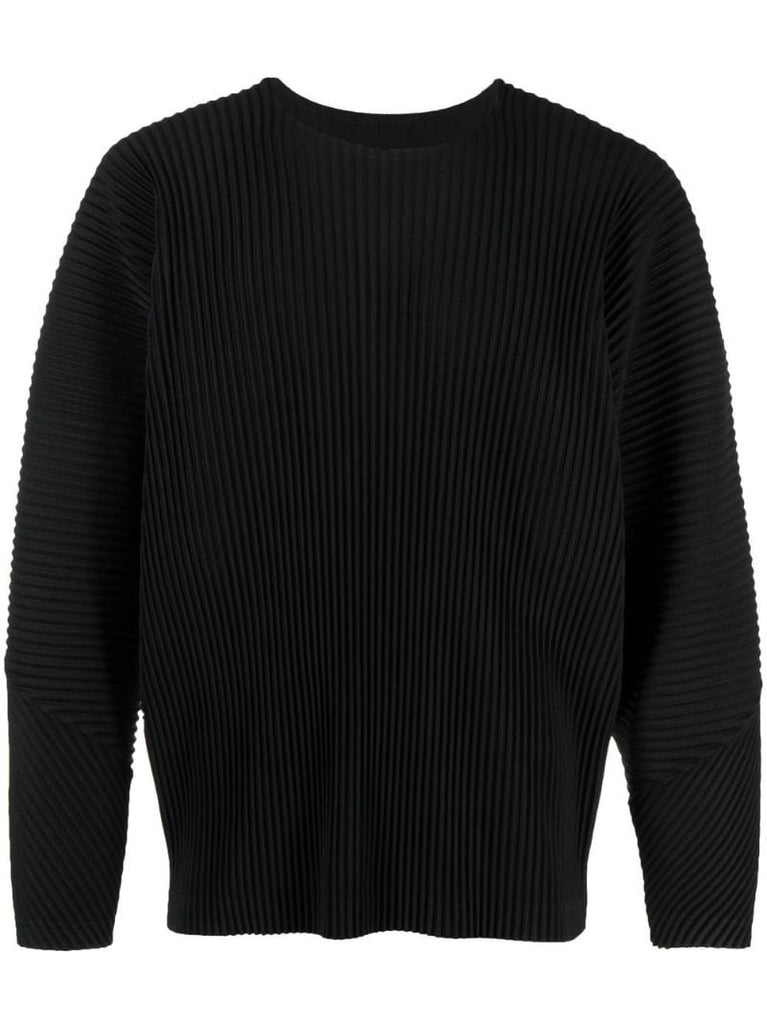 Black Pleated Long Sleeved Top