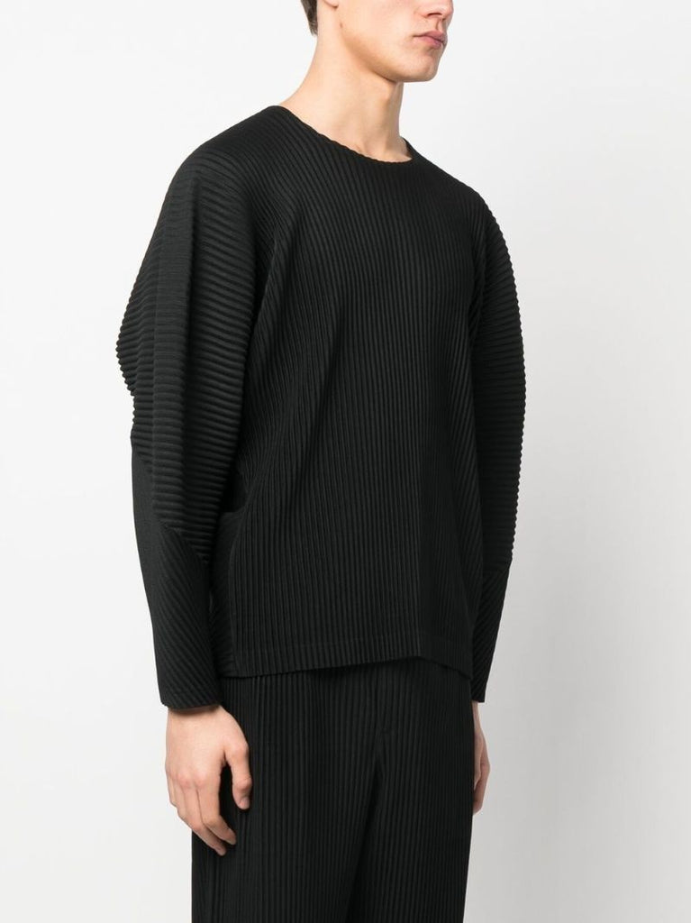 Black Pleated Long Sleeved Top
