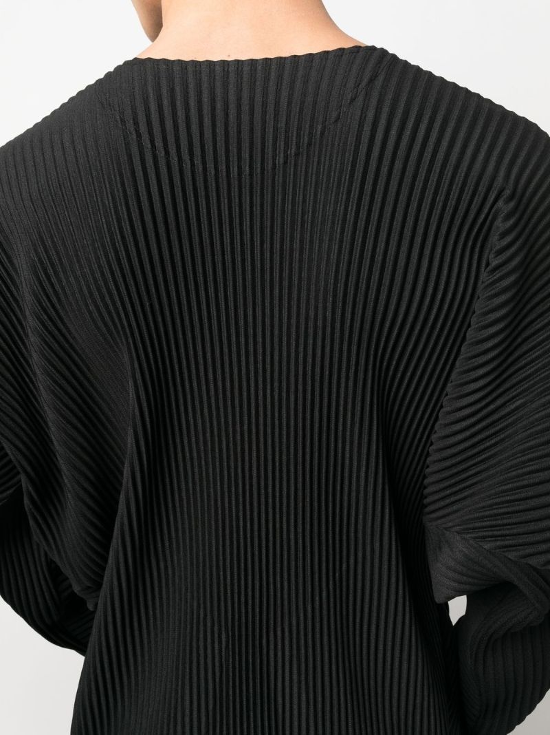 Black Pleated Long Sleeved Top