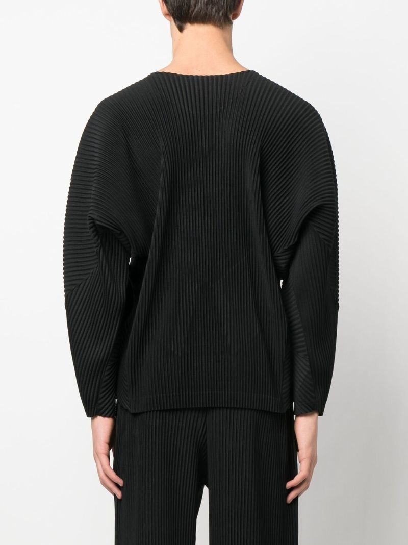 Black Pleated Long Sleeved Top