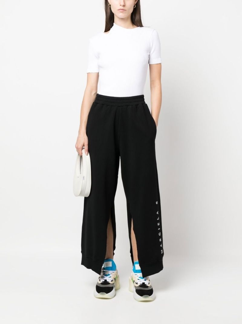 Black Slit Detail Track Pants