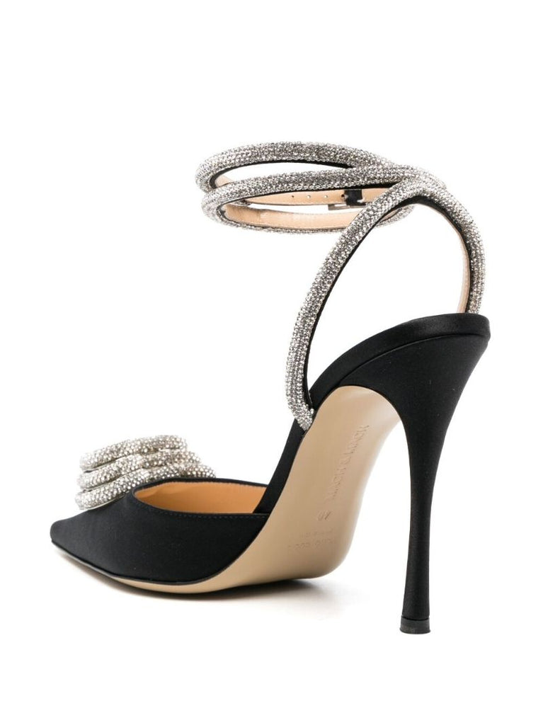 Black Triple Heart 100 Crystal Pumps