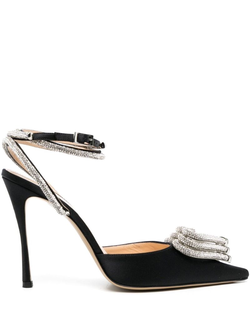 Black Triple Heart 100 Crystal Pumps