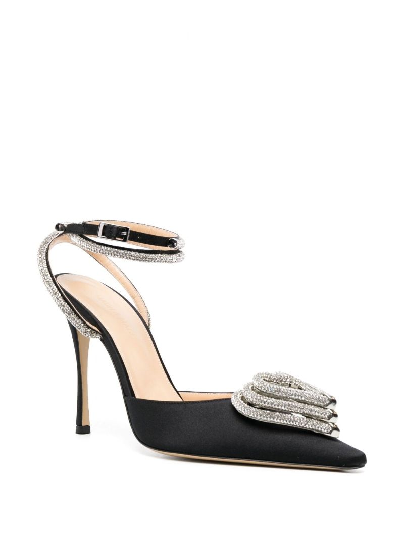 Black Triple Heart 100 Crystal Pumps
