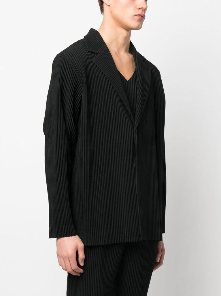 Black Pleated Single-breasted Blazer