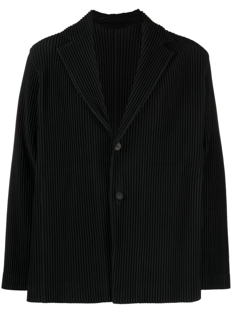 Black Pleated Single-breasted Blazer