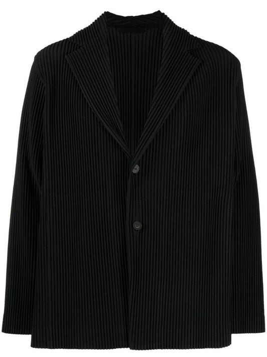 Black Pleated Single-breasted Blazer