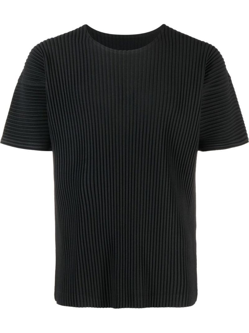 Black Pleated Short Sleeved T-shirt
