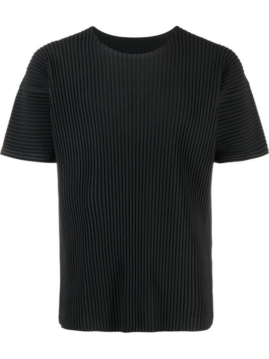 Black Pleated Short Sleeved T-shirt