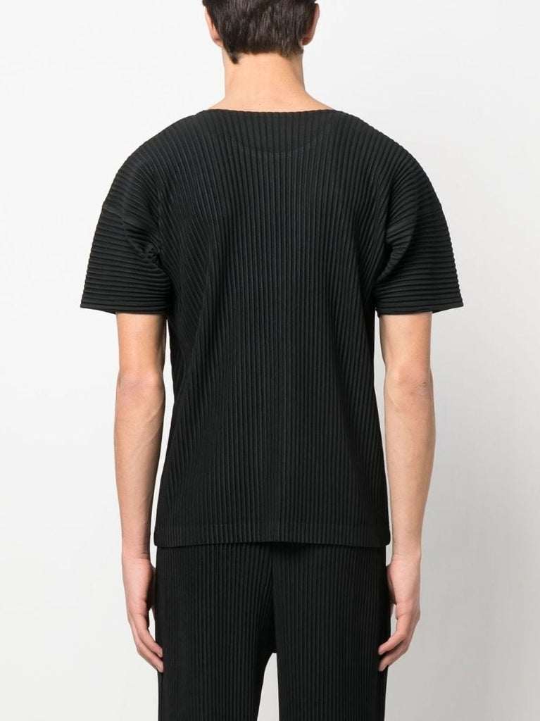 Black Pleated Short Sleeved T-shirt