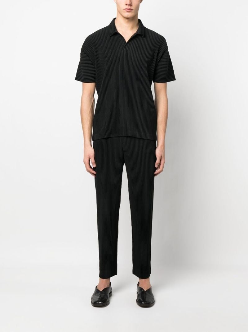 Black Pleated Short Sleeved Shirt