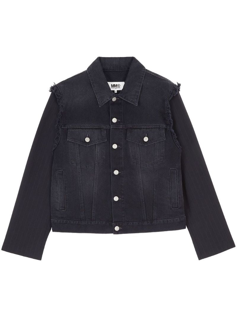 Black Ripped-detailing Denim Jacket