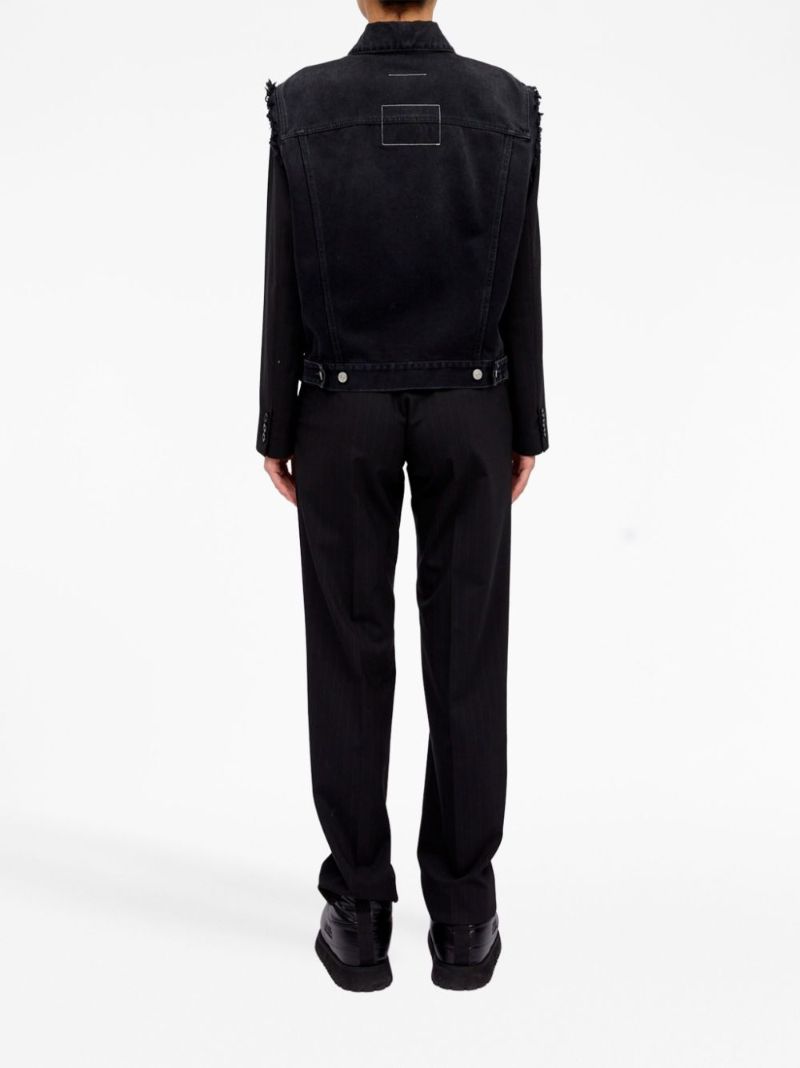 Black Ripped-detailing Denim Jacket