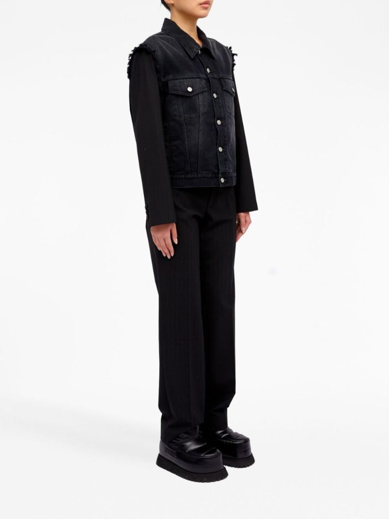 Black Ripped-detailing Denim Jacket