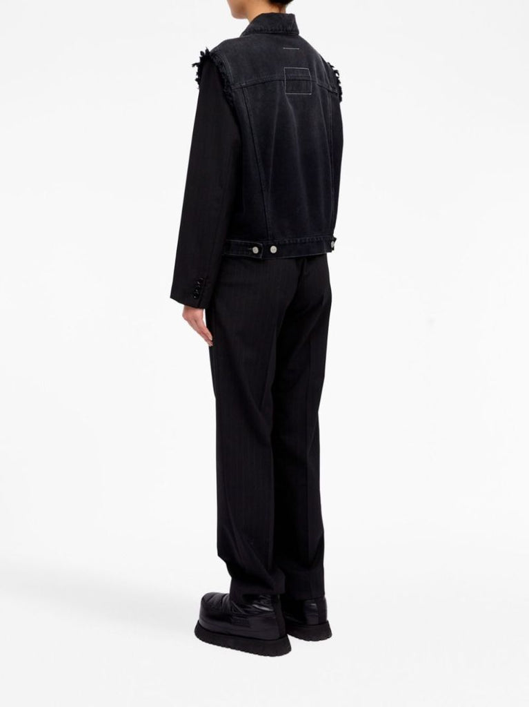 Black Ripped-detailing Denim Jacket