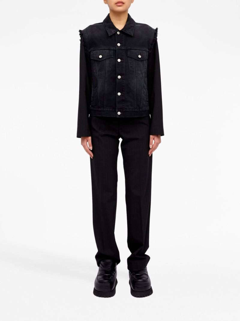 Black Ripped-detailing Denim Jacket