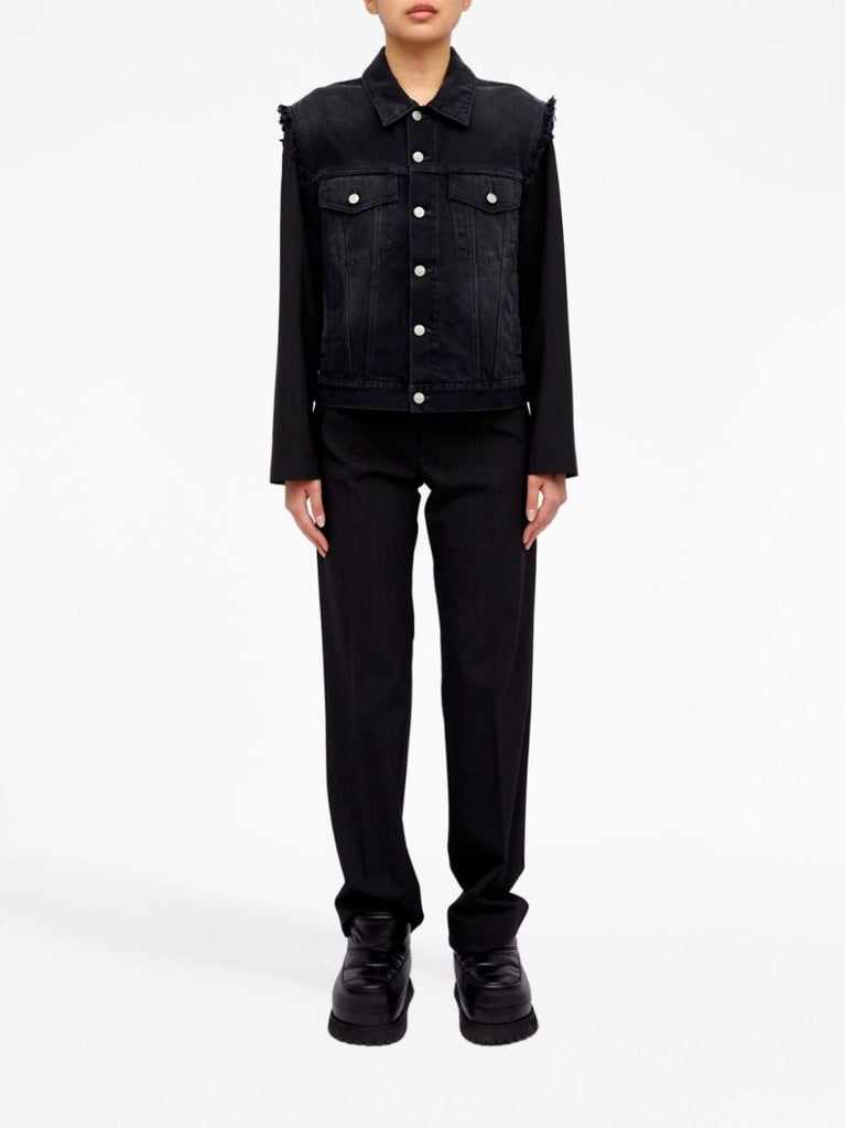 Black Ripped-detailing Denim Jacket