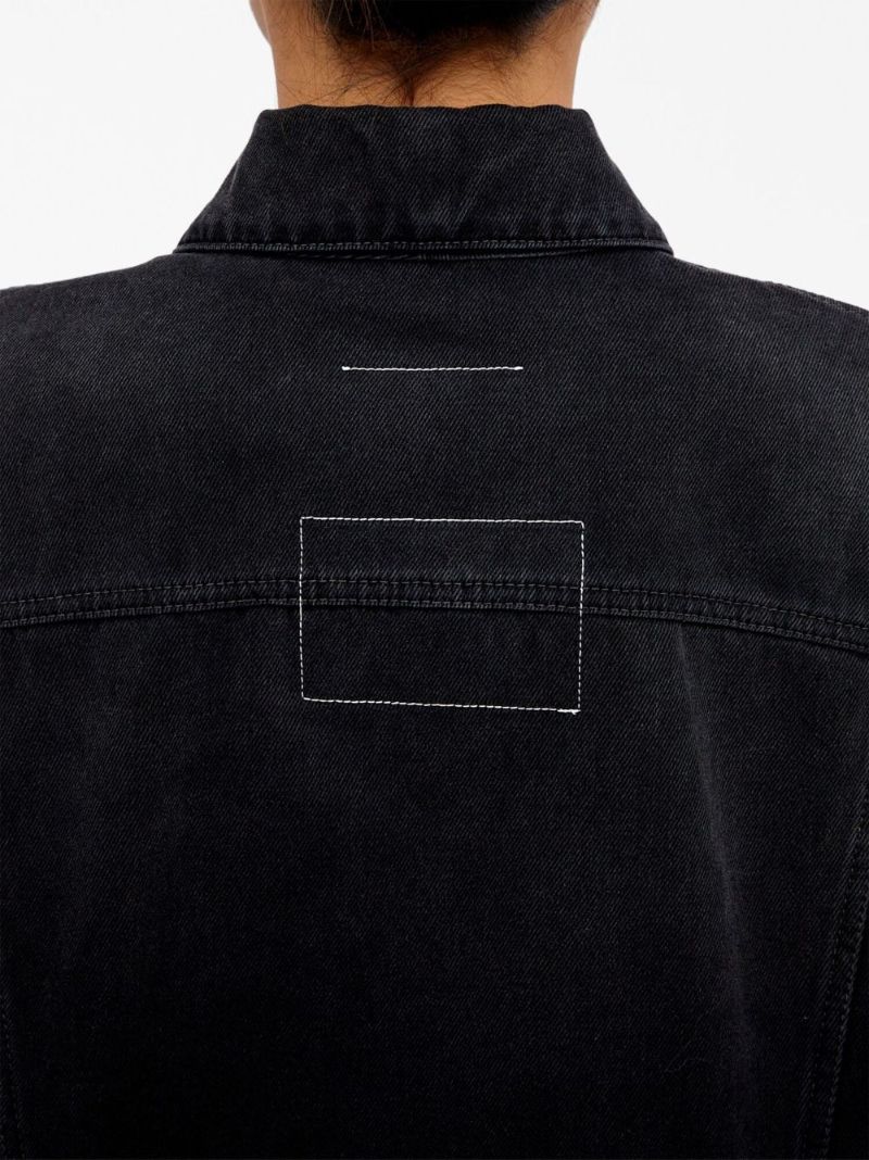 Black Ripped-detailing Denim Jacket