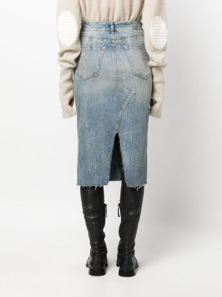 Blue Denim Midi Skirt