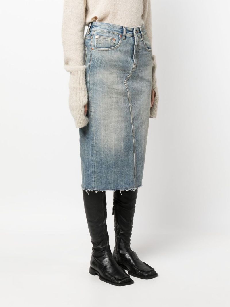 Blue Denim Midi Skirt