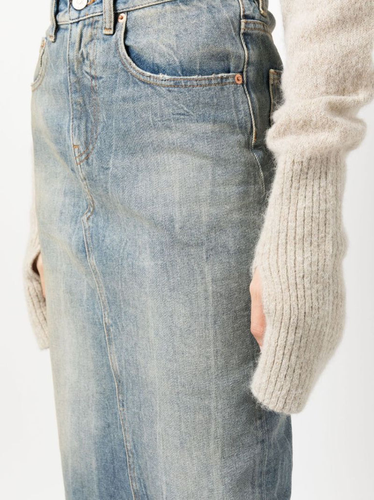 Blue Denim Midi Skirt
