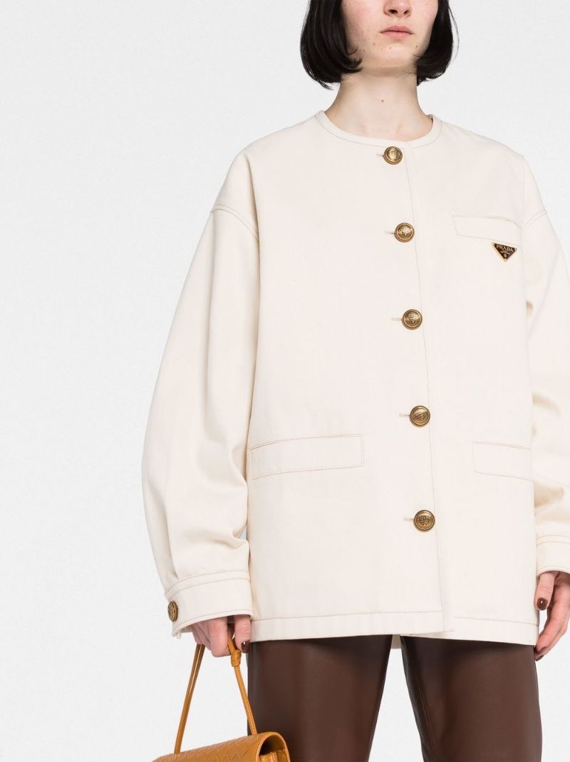Neutral Logo Plaque Cotton Jacket