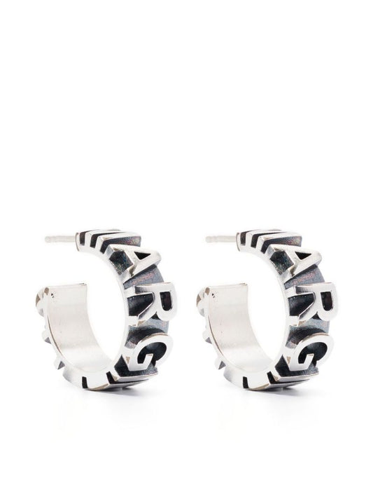 Silver-tone Logo Hoop Earrings