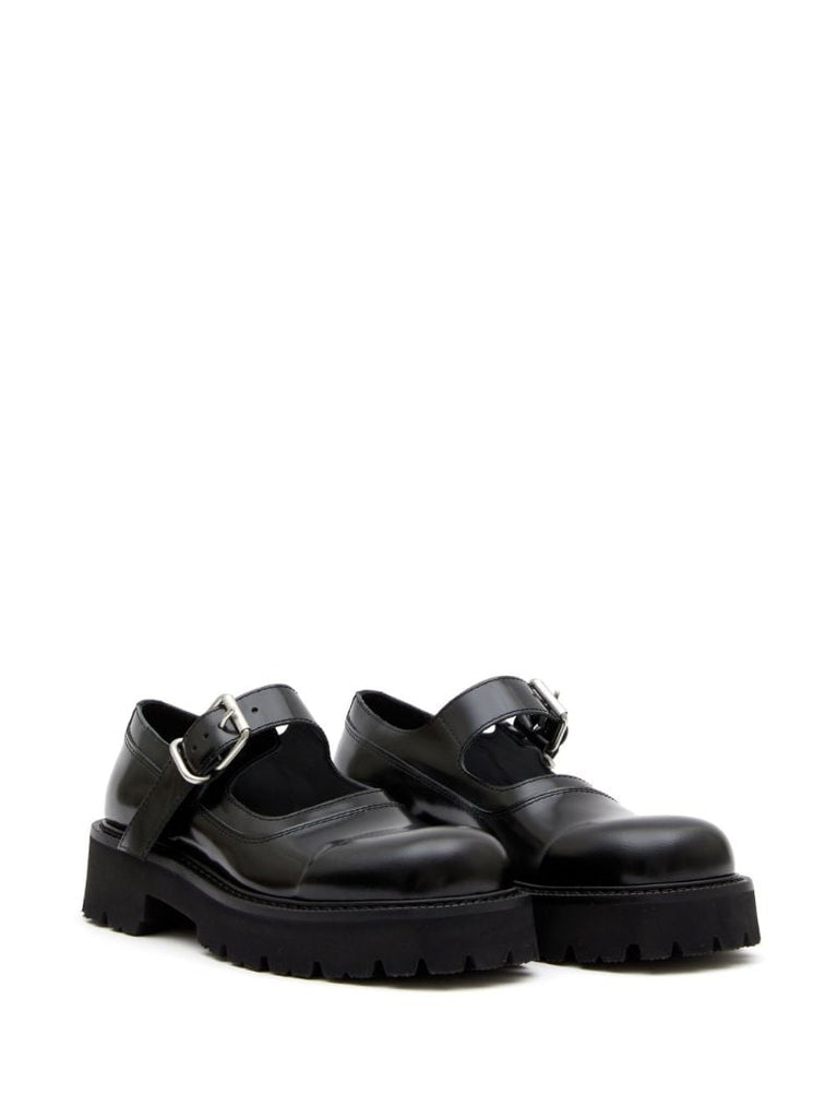 Black Buckled Leather Brogues