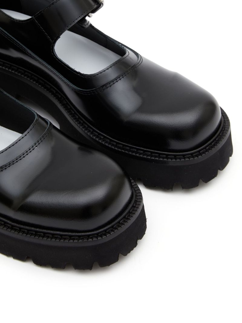 Black Buckled Leather Brogues