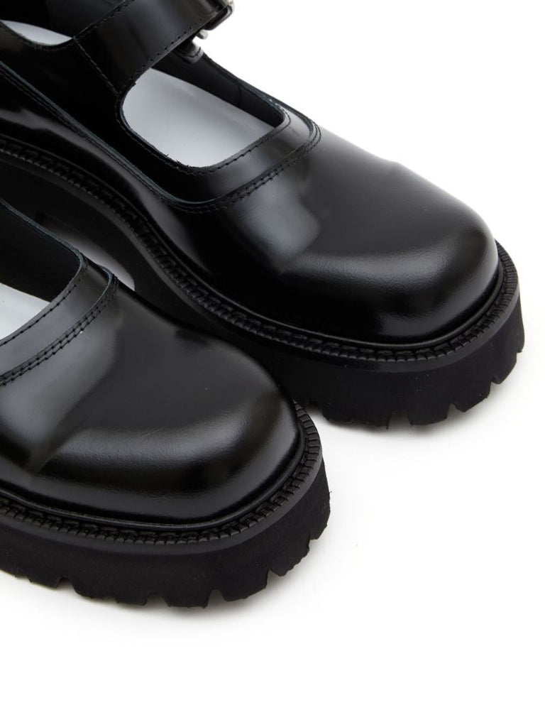 Black Buckled Leather Brogues