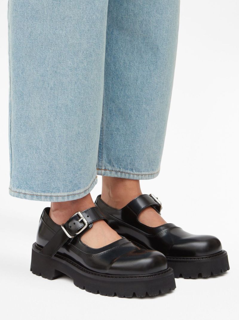 Black Buckled Leather Brogues