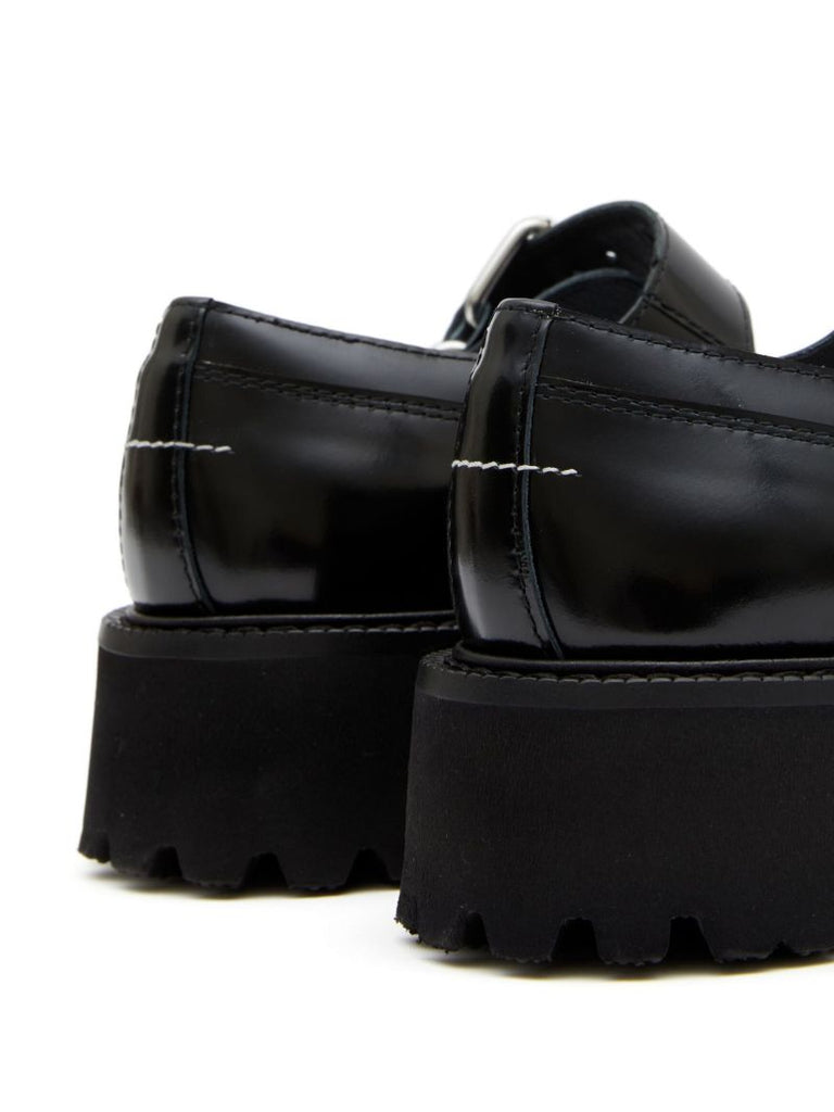 Black Buckled Leather Brogues