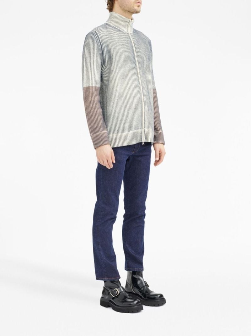 Neutral Ribbed Zip-up Cardigan