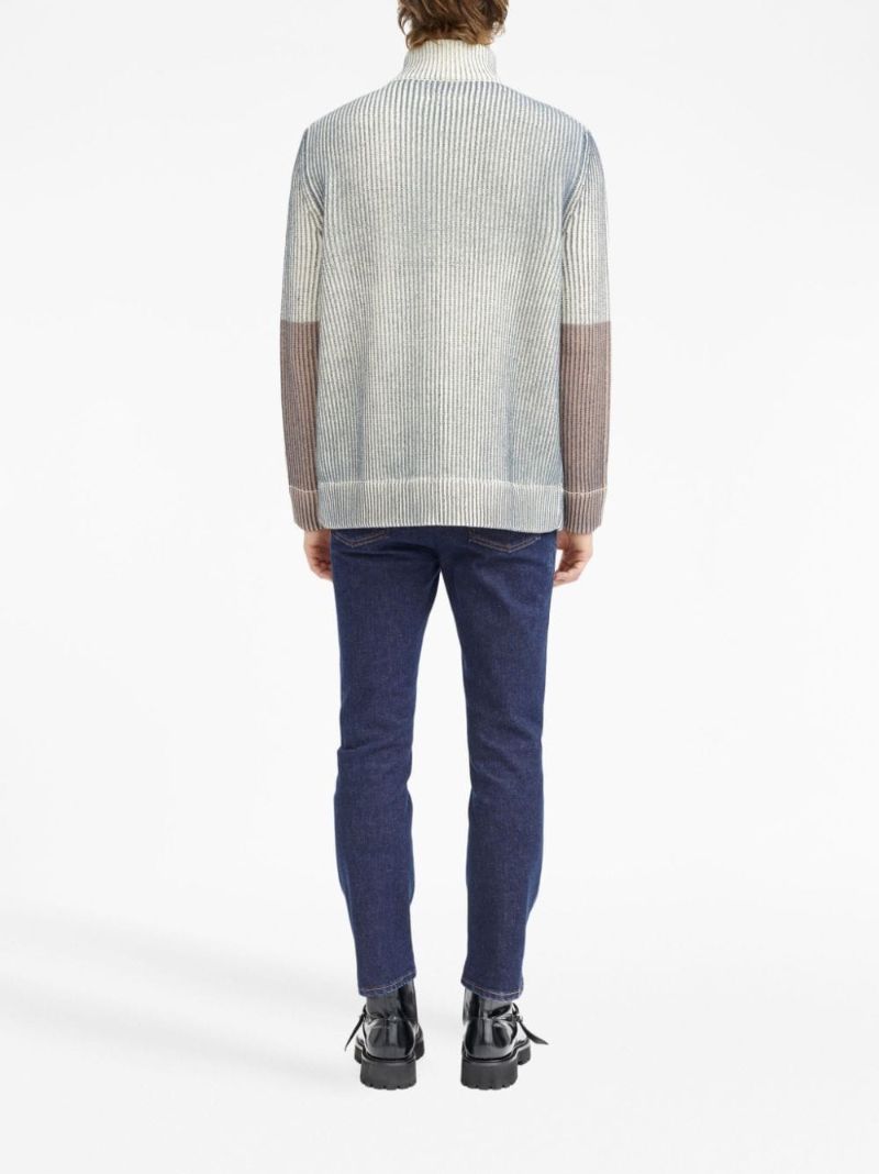 Neutral Ribbed Zip-up Cardigan