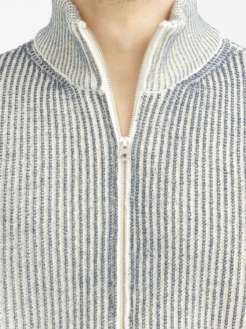 Neutral Ribbed Zip-up Cardigan