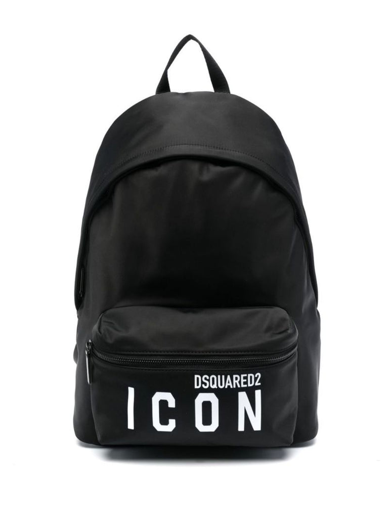Black Icon Logo Print Backpack