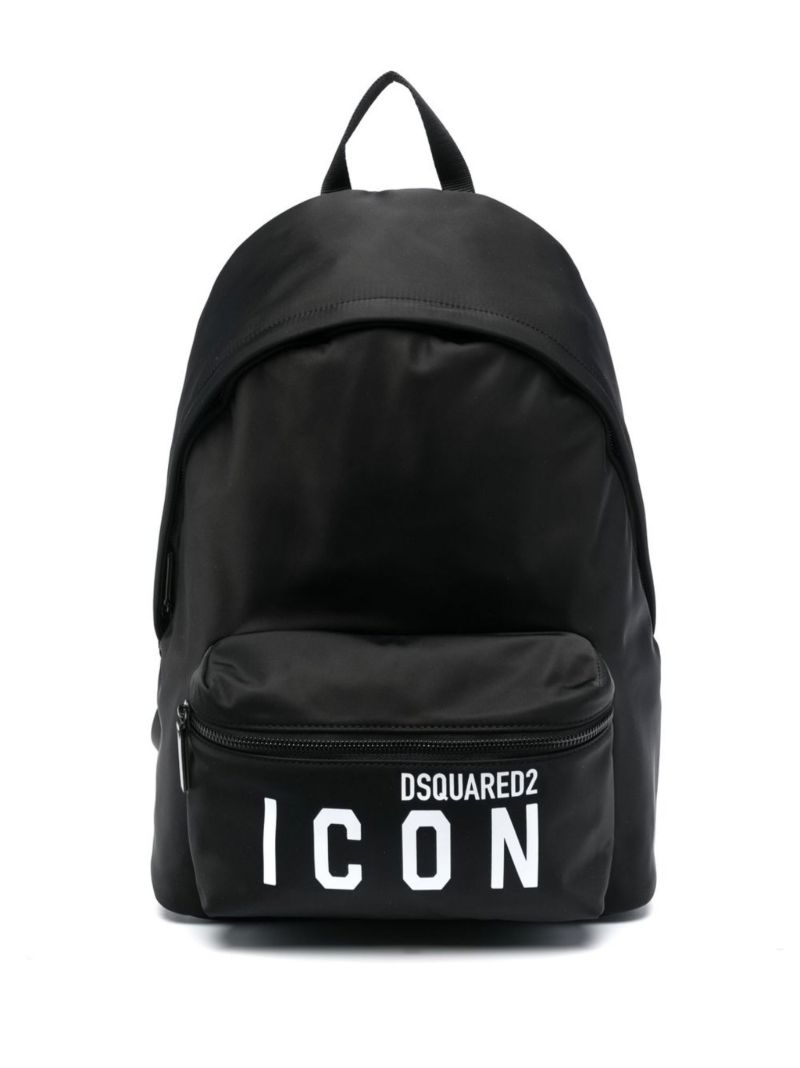 Black Icon Logo Print Backpack