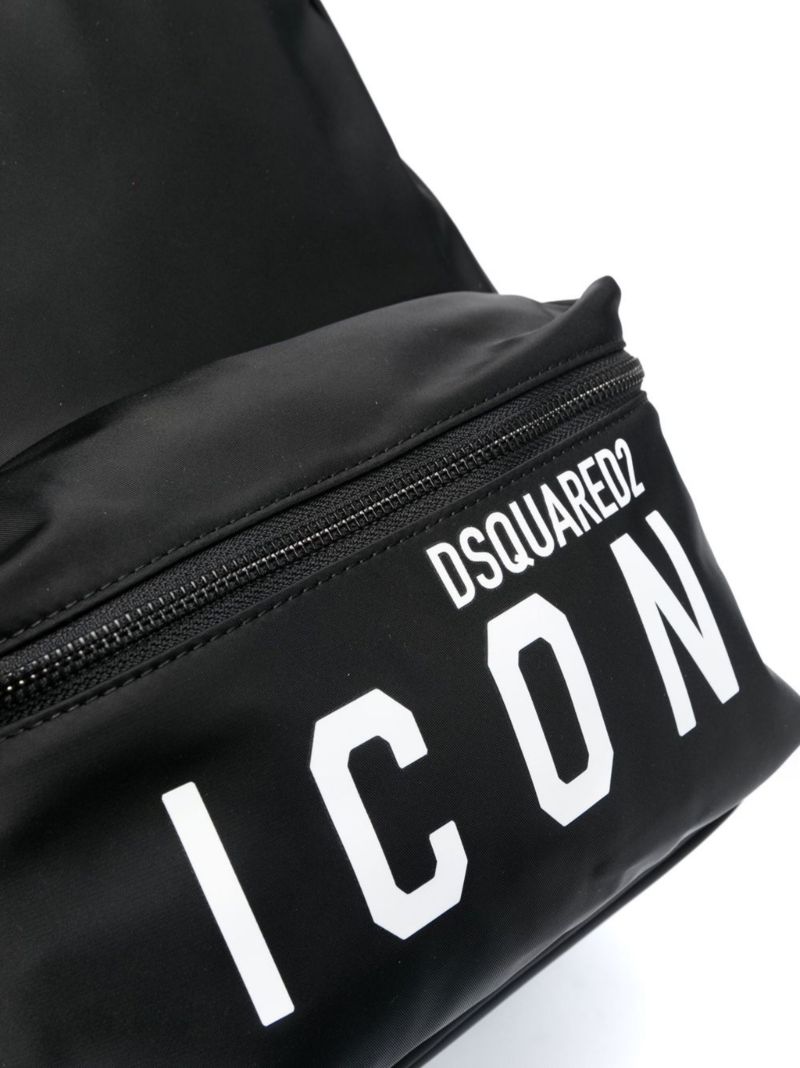 Black Icon Logo Print Backpack