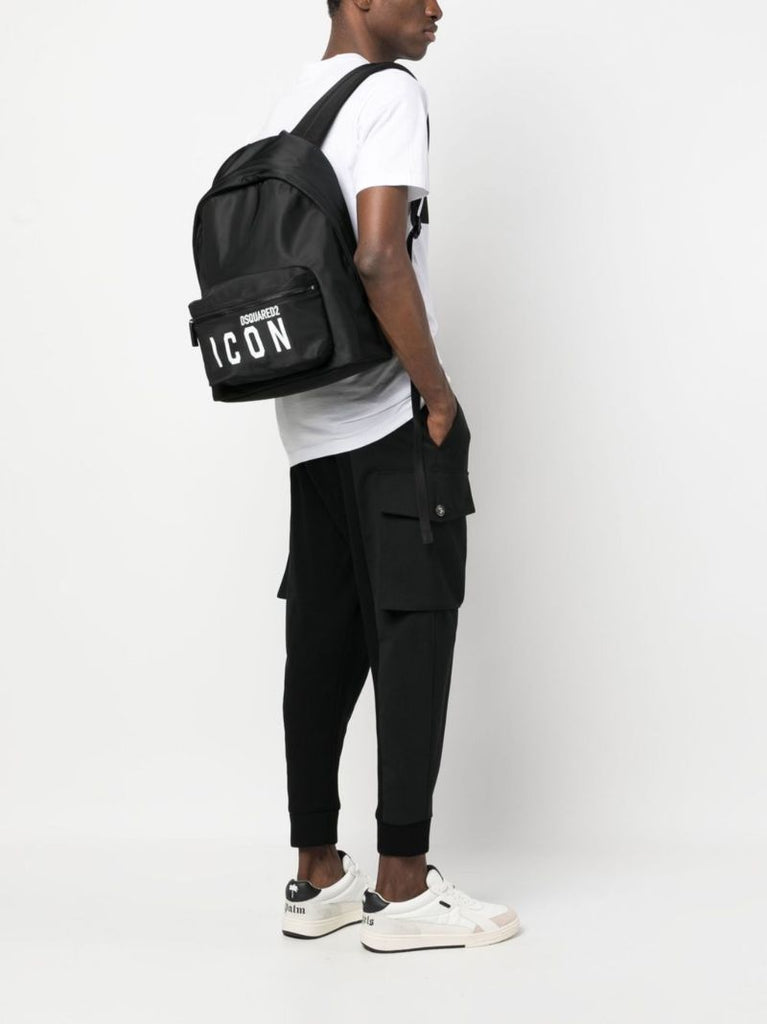 Black Icon Logo Print Backpack