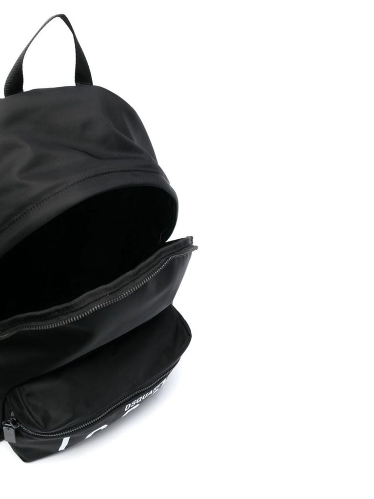 Black Icon Logo Print Backpack