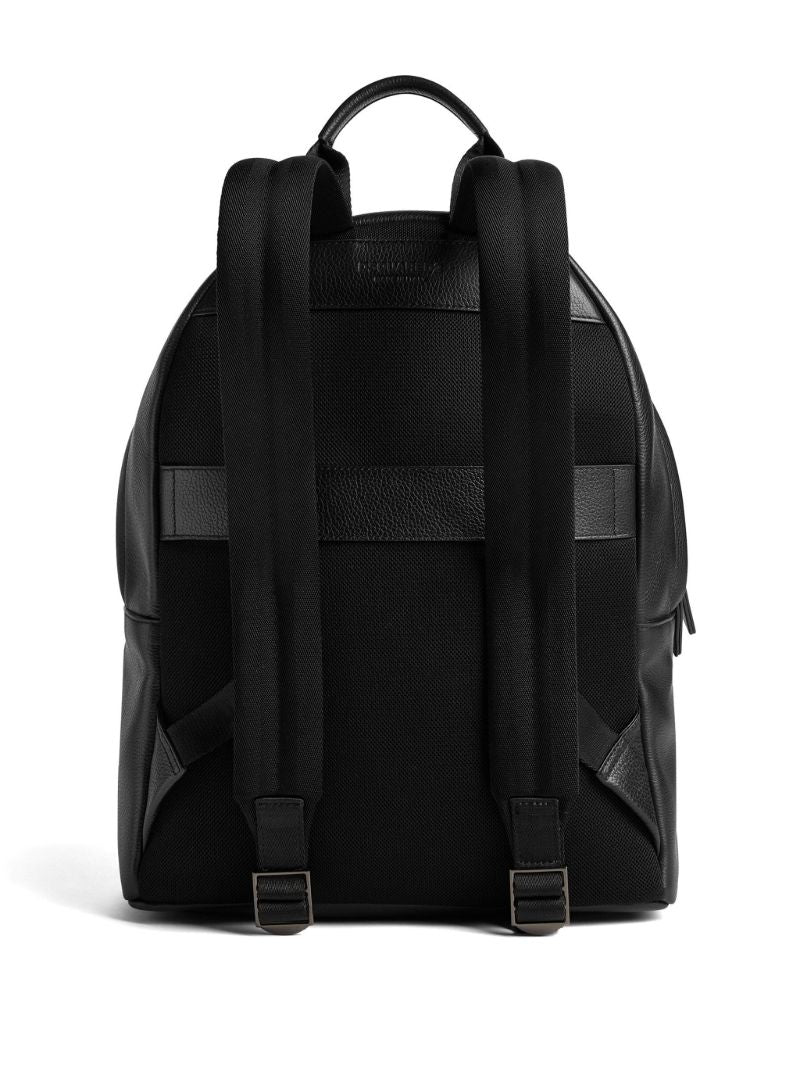 Black Logo Print Leather Backpack