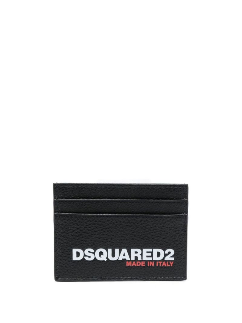 Black Logo Print Leather Cardholder