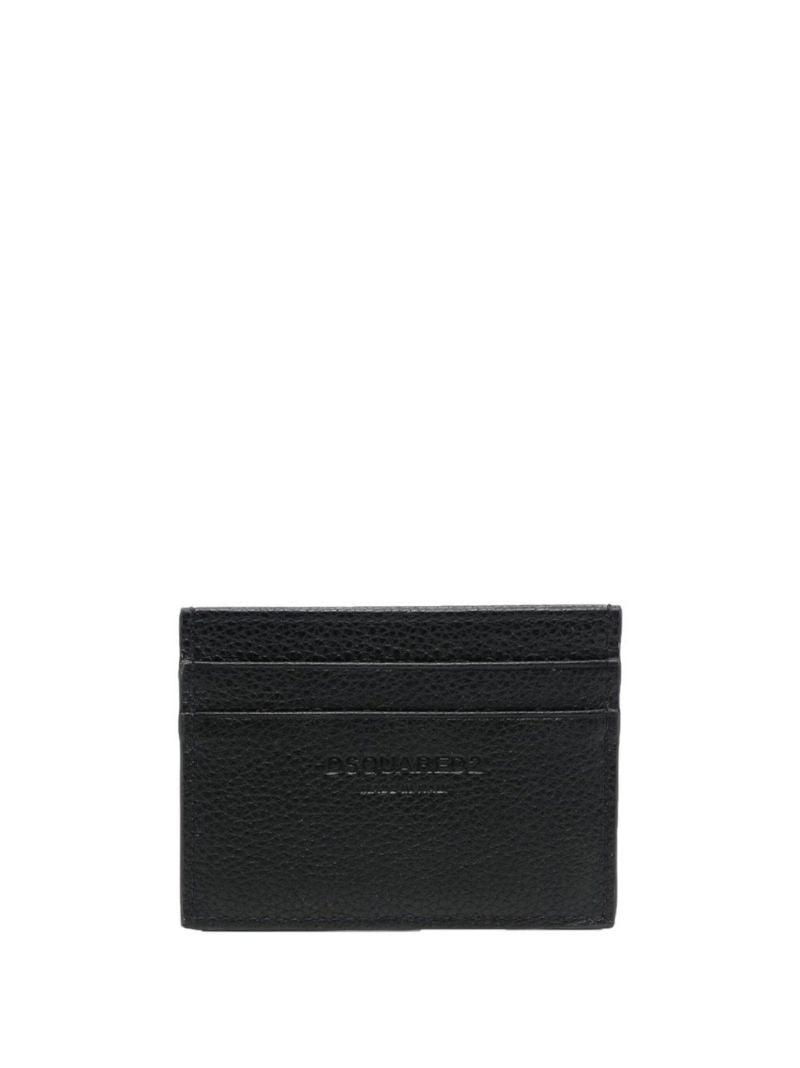 Black Logo Print Leather Cardholder