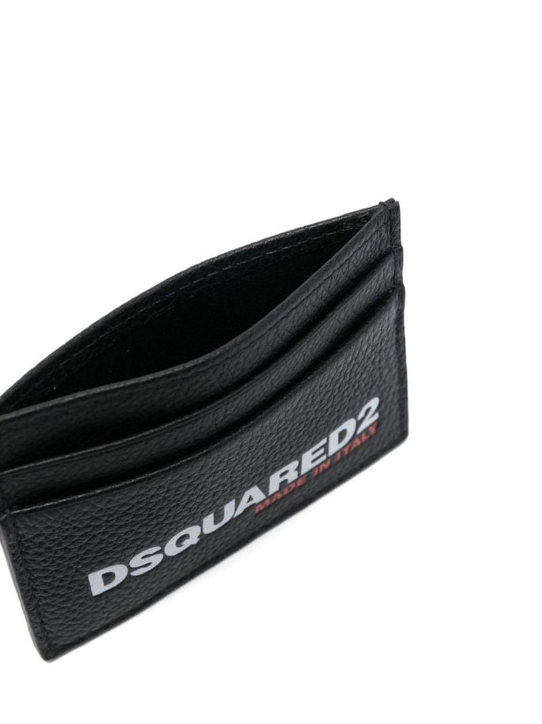 Black Logo Print Leather Cardholder