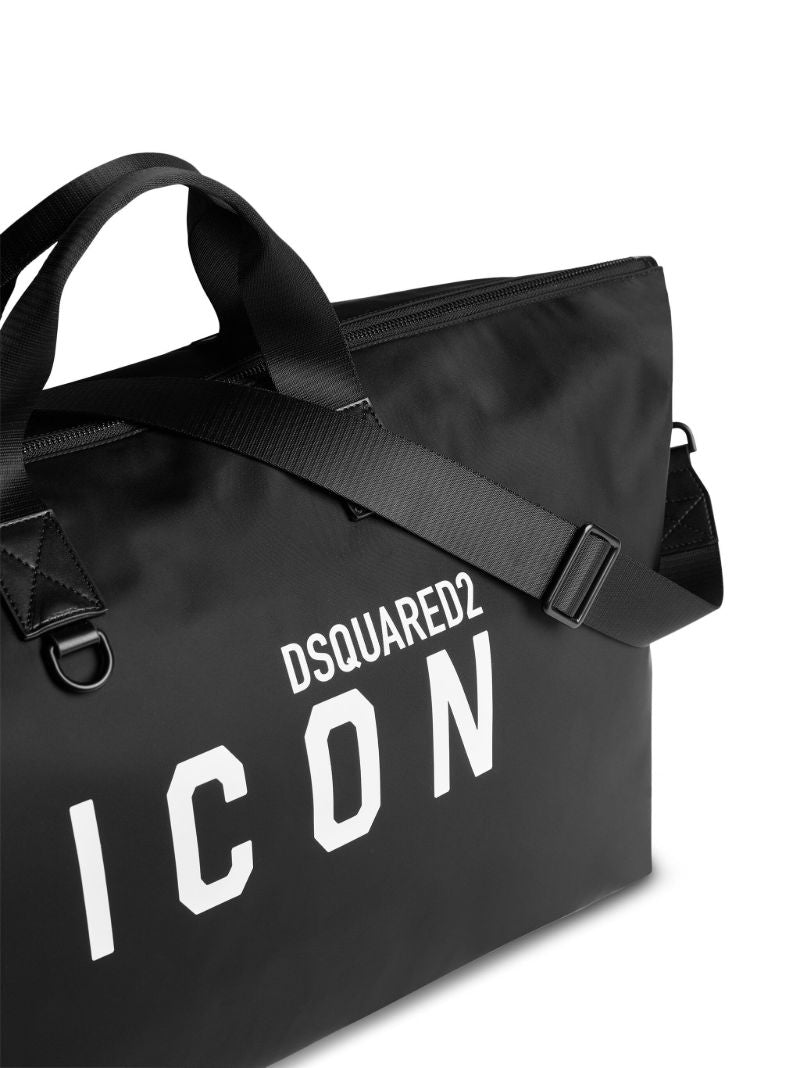 Black Logo Print Tote Bag